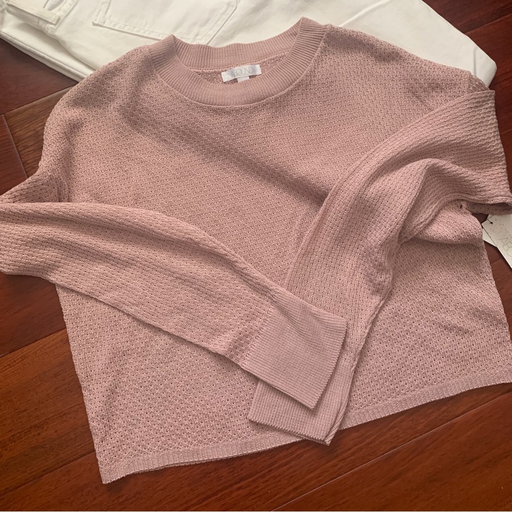 Mock Neck Mauve L/S Crop Pullover Sweater